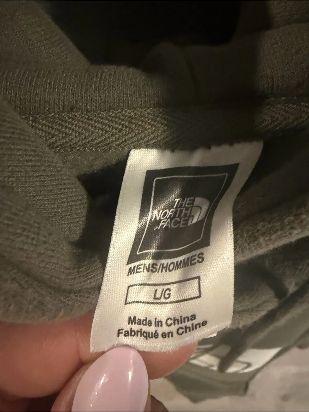 The North Face Men's Olive Green Crewneck Hoodie with White Logo